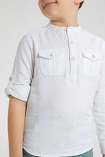 Load image into Gallery viewer, Redtag-White-Mandarin-Collar-Long-Sleeved-Shirt-Casual-Shirts-Boys-2 to 8 Years
