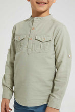 تنزيل الصورة على معرض الصور، Redtag-Stone-Mandarin-Collar-Long-Sleeved-Shirt-Casual-Shirts-Boys-2 to 8 Years

