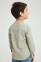 تنزيل الصورة على معرض الصور، Redtag-Stone-Mandarin-Collar-Long-Sleeved-Shirt-Casual-Shirts-Boys-2 to 8 Years
