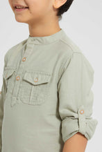 تنزيل الصورة على معرض الصور، Redtag-Stone-Mandarin-Collar-Long-Sleeved-Shirt-Casual-Shirts-Boys-2 to 8 Years
