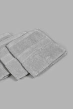 تنزيل الصورة على معرض الصور، Redtag-Light-Grey-Textured-Cotton-Face-Towel-Set-(4-Piece)-Face-Towels-Home-Bathroom-
