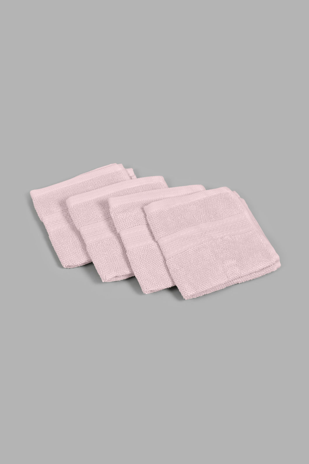 Redtag-Pink-Textured-Cotton-Face-Towel-Set-(4-Piece)-Face-Towels-Home-Bathroom-