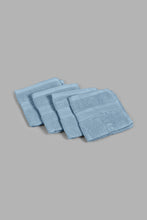 Load image into Gallery viewer, Redtag-Blue-Textured-Cotton-Face-Towel-Set-(4-Piece)-Face-Towels-Home-Bathroom-
