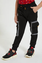 Load image into Gallery viewer, Black Cargo Reflective Jog Pant
