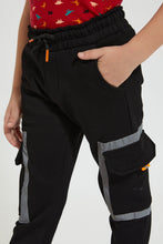 Load image into Gallery viewer, Black Cargo Reflective Jog Pant
