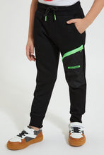 Load image into Gallery viewer, Black Neon Zip Jog Pant

