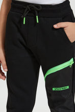 Load image into Gallery viewer, Black Neon Zip Jog Pant

