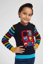 تنزيل الصورة على معرض الصور، Redtag-Navy-Monester-Tour-Jacquard-Pullover-Boys-Pullovers,-Colour:Navy,-Filter:Boys-(2-to-8-Yrs),-New-In,-New-In-BOY,-Non-Sale,-Section:Kidswear,-W21B-Boys-
