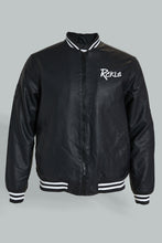 Load image into Gallery viewer, Redtag-Black-Bomber-Jacket-With-Signature-Logo-Jackets-Men&#39;s-
