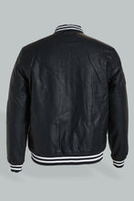 Load image into Gallery viewer, Redtag-Black-Bomber-Jacket-With-Signature-Logo-Jackets-Men&#39;s-
