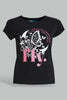 Redtag-Black-Graphic-T-Shirt-Cropped-Tops-Senior-Girls-9 to 14 Years