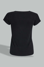 تنزيل الصورة على معرض الصور، Redtag-Black-Graphic-T-Shirt-Cropped-Tops-Senior-Girls-9 to 14 Years
