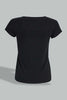Redtag-Black-Graphic-T-Shirt-Cropped-Tops-Senior-Girls-9 to 14 Years