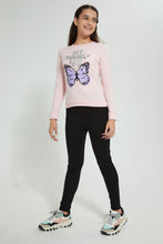 Load image into Gallery viewer, Redtag-Pink-Slogan-Foll-Print-Basic-Sweatshirt-Sweatshirts-Senior-Girls-9 to 14 Years
