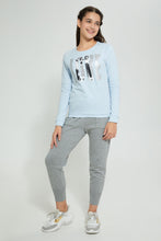 Load image into Gallery viewer, Redtag-Lt-Blue-Girly-Print-Basic-Sweatshirt-Sweatshirts-Senior-Girls-9 to 14 Years
