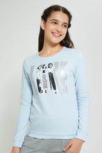 Load image into Gallery viewer, Redtag-Lt-Blue-Girly-Print-Basic-Sweatshirt-Sweatshirts-Senior-Girls-9 to 14 Years
