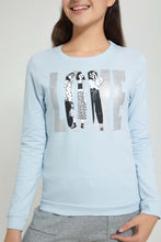 Load image into Gallery viewer, Redtag-Lt-Blue-Girly-Print-Basic-Sweatshirt-Sweatshirts-Senior-Girls-9 to 14 Years
