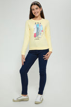 Load image into Gallery viewer, Redtag-Yellow-Girly-Print-Basic-Sweatshirt-Sweatshirts-Senior-Girls-9 to 14 Years
