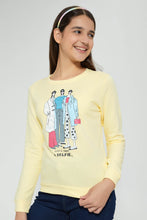 Load image into Gallery viewer, Redtag-Yellow-Girly-Print-Basic-Sweatshirt-Sweatshirts-Senior-Girls-9 to 14 Years
