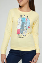 Load image into Gallery viewer, Redtag-Yellow-Girly-Print-Basic-Sweatshirt-Sweatshirts-Senior-Girls-9 to 14 Years
