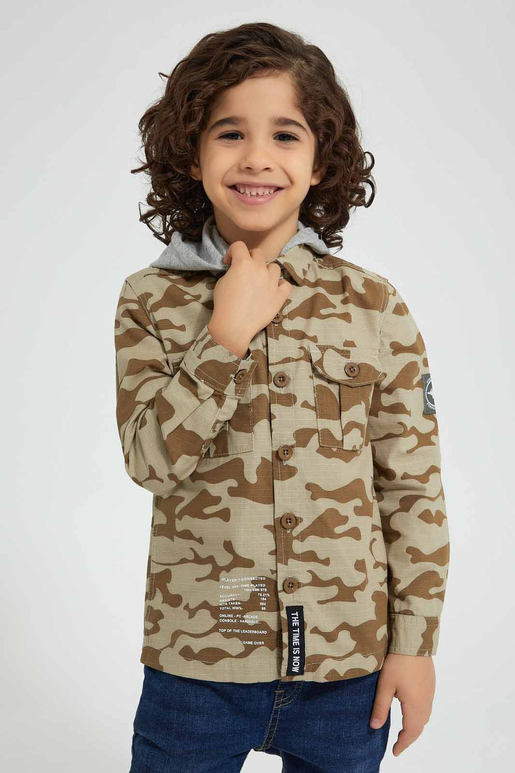 Redtag-Tan-Camo-Print-Hooded-Shirt-Boys-Shirts,-Colour:Tan,-Filter:Boys-(2-to-8-Yrs),-New-In,-New-In-BOY,-Non-Sale,-Section:Kidswear,-W21B-Boys-2 to 8 Years