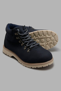 Redtag-Navy-Plain-Derby-Boots-BSR-Boots,-Character,-Colour:Navy,-Filter:Boys-Footwear-(5-to-14-Yrs),-New-In,-New-In-BSR-FOO,-Non-Sale,-W21B-Senior-Boys-5 to 14 Years