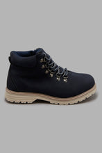 Load image into Gallery viewer, Redtag-Navy-Plain-Derby-Boots-BSR-Boots,-Character,-Colour:Navy,-Filter:Boys-Footwear-(5-to-14-Yrs),-New-In,-New-In-BSR-FOO,-Non-Sale,-W21B-Senior-Boys-5 to 14 Years
