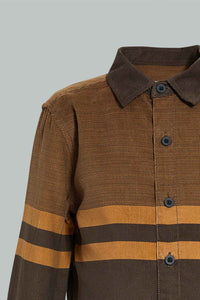 Redtag-Tan-Corduroy-Stripe-Shirt-Casual-Shirts-Boys-2 to 8 Years