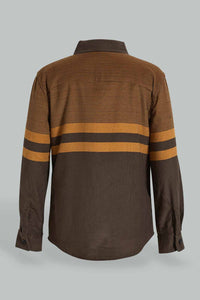 Redtag-Tan-Corduroy-Stripe-Shirt-Casual-Shirts-Boys-2 to 8 Years