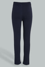 Load image into Gallery viewer, Redtag-Navy-Jacquard-Legging-Leggings-Senior-Girls-9 to 14 Years
