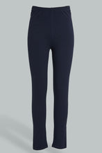 Load image into Gallery viewer, Redtag-Navy-Jacquard-Legging-Leggings-Senior-Girls-9 to 14 Years
