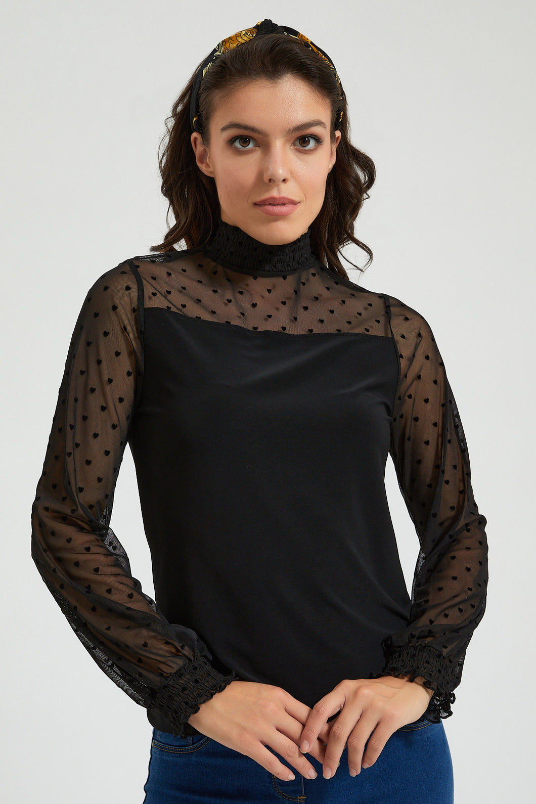 Black Sleeve Detail Top