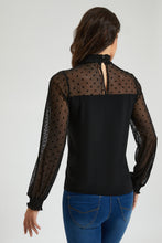 Load image into Gallery viewer, Black Sleeve Detail Top
