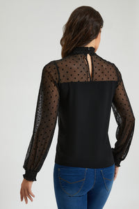 Black Sleeve Detail Top