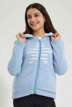 Load image into Gallery viewer, Redtag-Lt-Blue-Hooded-Zipthru-Cardigan-W/Sherpa-Lining-Colour:Blue,-EHW,-Filter:Senior-Girls-(9-to-14-Yrs),-GSR-Cardigans,-New-In,-New-In-GSR,-Non-Sale,-Section:Kidswear,-W21B-Senior-Girls-9 to 14 Years
