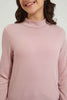 Redtag-Light-Pink-Rib-Highneck-T-Shirt-Plain-Senior-Girls-9 to 14 Years