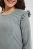 Redtag-Grey-Melange-Ruffled-Rib-T-Shirt-Colour:Grey,-Filter:Senior-Girls-(9-to-14-Yrs),-GSR-T-Shirts,-New-In,-New-In-GSR,-Non-Sale,-Section:Kidswear,-TBL,-W21B-Senior-Girls-9 to 14 Years