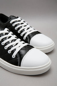 Black Quilted Lace-Up Sneaker
