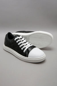 Black Quilted Lace-Up Sneaker