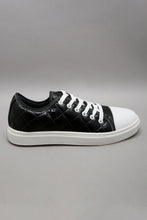 Load image into Gallery viewer, Black Quilted Lace-Up Sneaker
