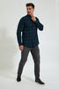 Redtag-Blue/Green-Check-Shirt-Colour:Blue,-Filter:Men's-Clothing,-Men-Shirts,-New-In,-New-In-Men,-Non-Sale,-Section:Men,-TBL,-W21B-Men's-