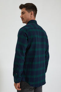Redtag-Blue/Green-Check-Shirt-Colour:Blue,-Filter:Men's-Clothing,-Men-Shirts,-New-In,-New-In-Men,-Non-Sale,-Section:Men,-TBL,-W21B-Men's-