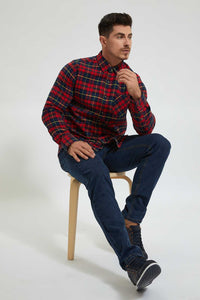 Redtag-Red/Green-Check-Shirt-Colour:Red,-Filter:Men's-Clothing,-Men-Shirts,-New-In,-New-In-Men,-Non-Sale,-Section:Men,-TBL,-W21B-Men's-