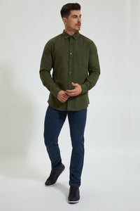 Redtag-Olive-Check-Shirt-Colour:Olive,-Filter:Men's-Clothing,-Men-Shirts,-New-In,-New-In-Men,-Non-Sale,-Section:Men,-TBL,-W21B-Men's-