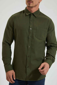 Redtag-Olive-Check-Shirt-Colour:Olive,-Filter:Men's-Clothing,-Men-Shirts,-New-In,-New-In-Men,-Non-Sale,-Section:Men,-TBL,-W21B-Men's-