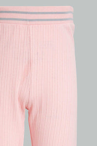 Pink Jacquard Legging With Waistband