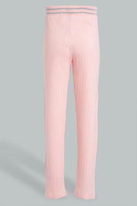 Pink Jacquard Legging With Waistband