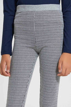 Load image into Gallery viewer, Redtag-Grey/White-Jacquard-Legging-With-Waistband-Leggings-Senior-Girls-9 to 14 Years
