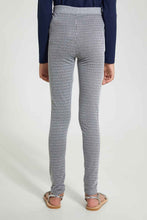 Load image into Gallery viewer, Redtag-Grey/White-Jacquard-Legging-With-Waistband-Leggings-Senior-Girls-9 to 14 Years
