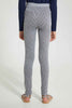 Redtag-Grey/White-Jacquard-Legging-With-Waistband-Leggings-Senior-Girls-9 to 14 Years